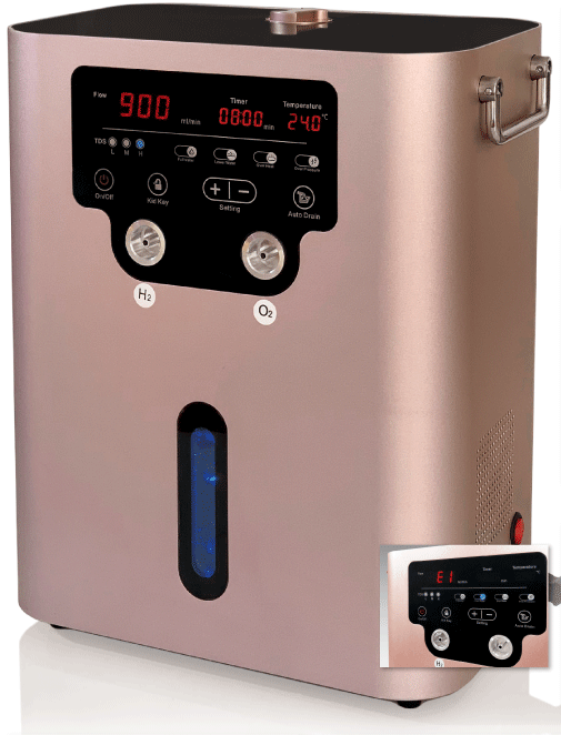 水素吸入器セレクトエアー・ホーム600とエラー表示の画像。